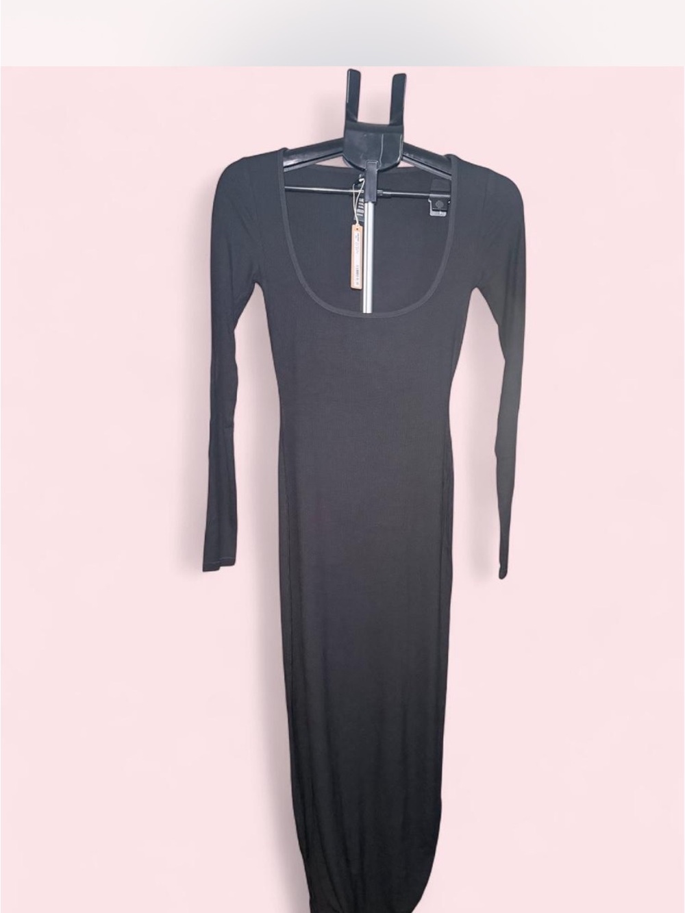 SKIMS Women's Long Sleeve Black Scoop Neck Dress